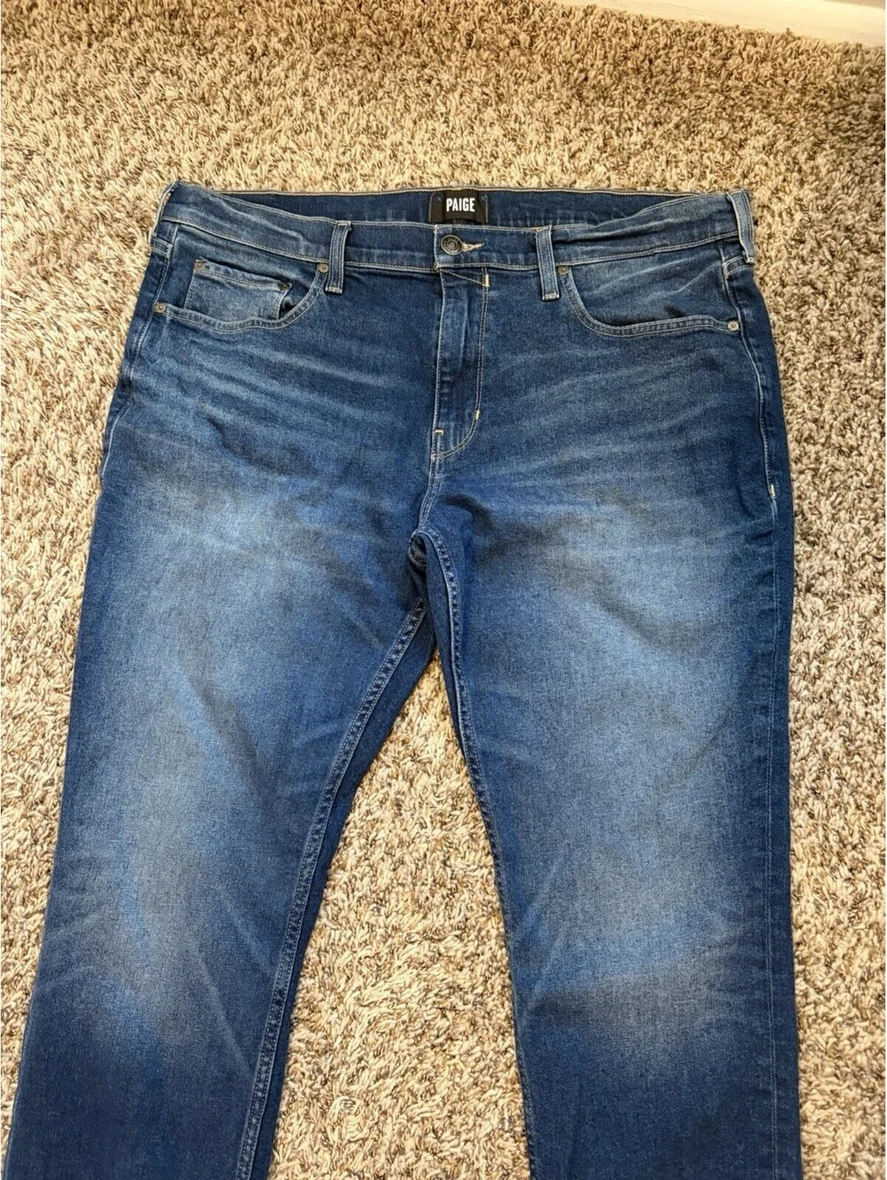 PAIGE Lennox Slim Fit Jeans Men's Size 38x32 Blue Medium Wash Stretch Denim